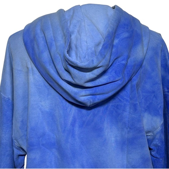 DANNIJO Blue/White Tie Dye Cropped Hoodie Pullover with Drawstring Beads Size S - Picture 7 of 9